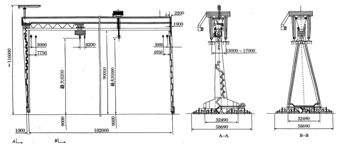 Single main beam suspension trolley type shipyard gantry crane