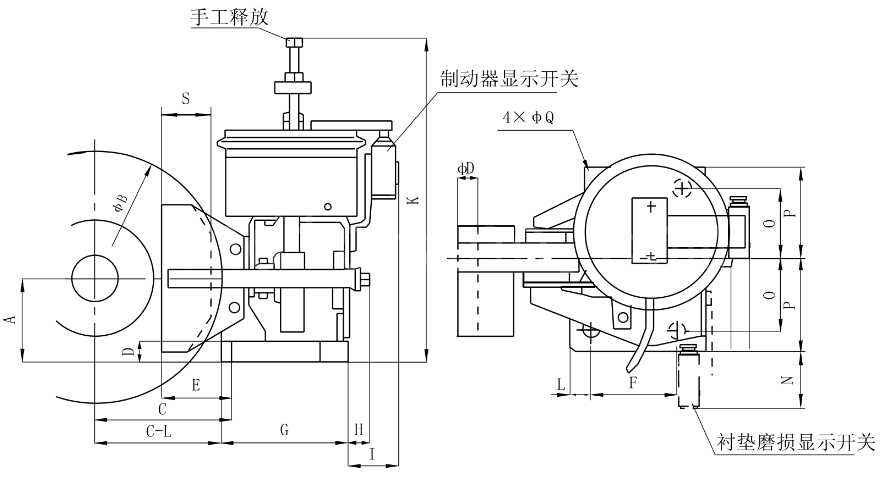 SE Electric hydraulic electromagnetic failure protection brake