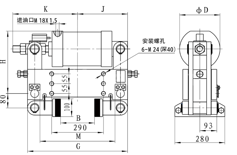 YLBZ Hydraulic wheel side windproof brake